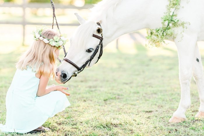 equine photography of girl and white pony