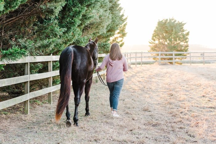 girl leading her horse