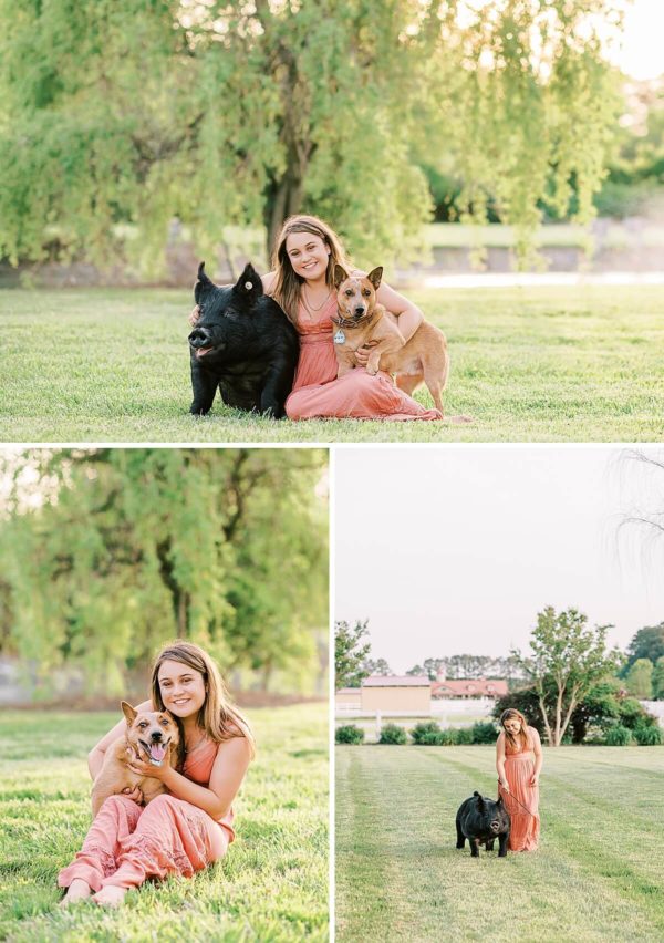 4-h senior portraits with pig and dog