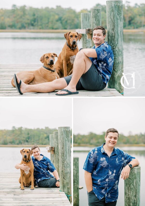 Virginia Beach Senior Photographer for Guys with dogs