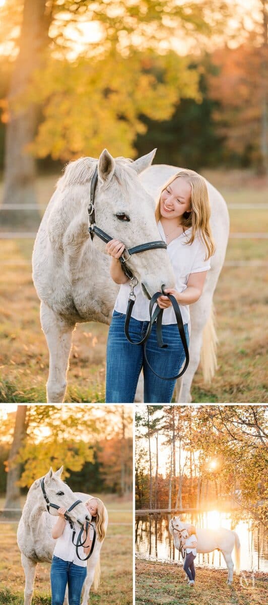 high school senior girl and her thoroughbred